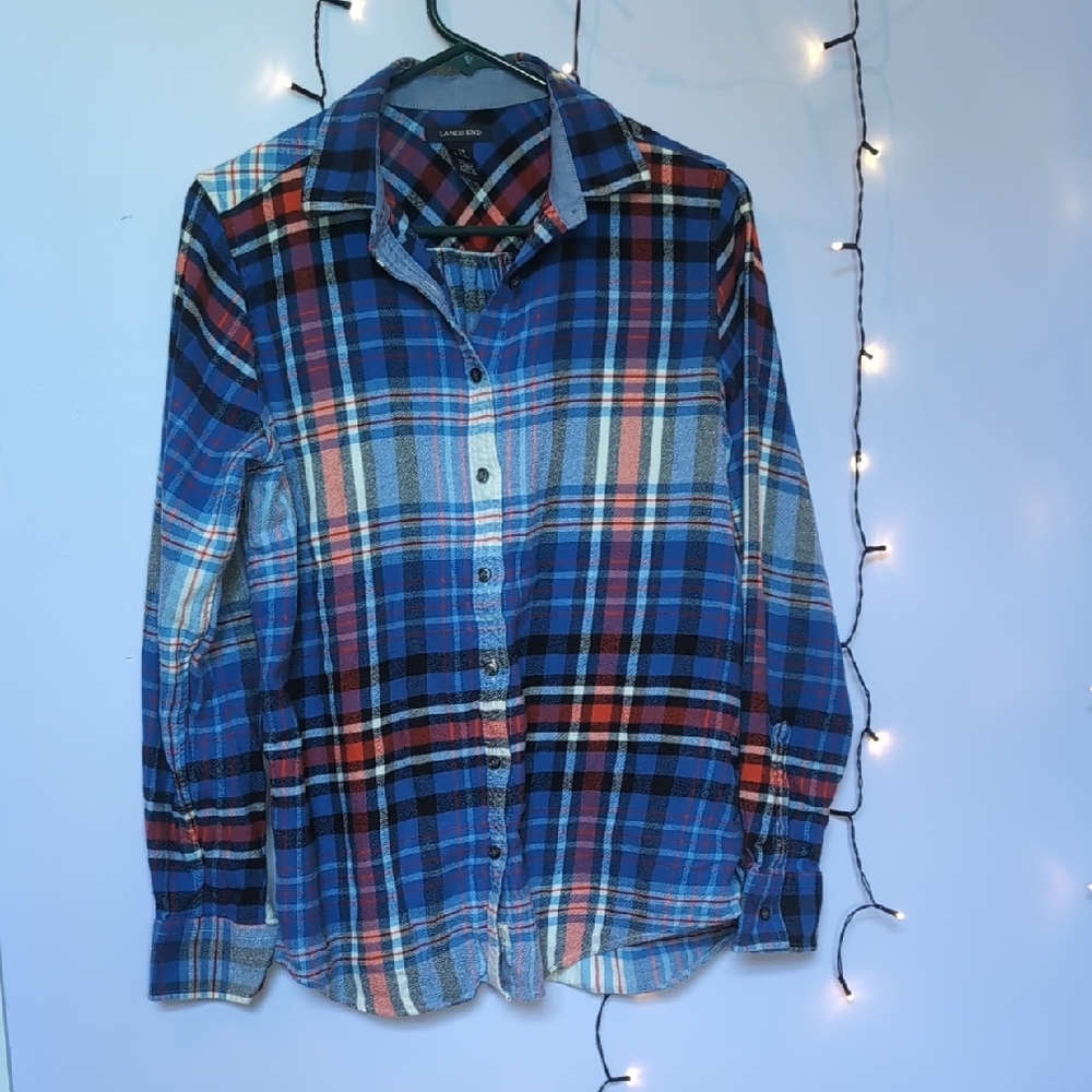 Lands' End Multicolor Plaid Shirt